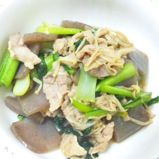 小松菜と蒟蒻の炒め煮